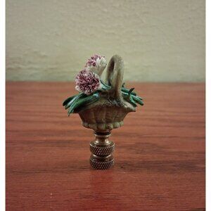 Floral Lamp Finial Shade Topper Lavender Flower Handcrafted Brass 2.50” x 1.75”